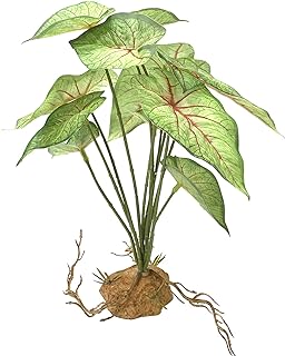 Reptile Artificial Plants Terrarium Decor, Amphibian Habitat Hideout Bearded Dragon Tank Decorations fit Crested Gecko Leopard Lizard Chameleon Ball Python Snake Frog - Caladium
