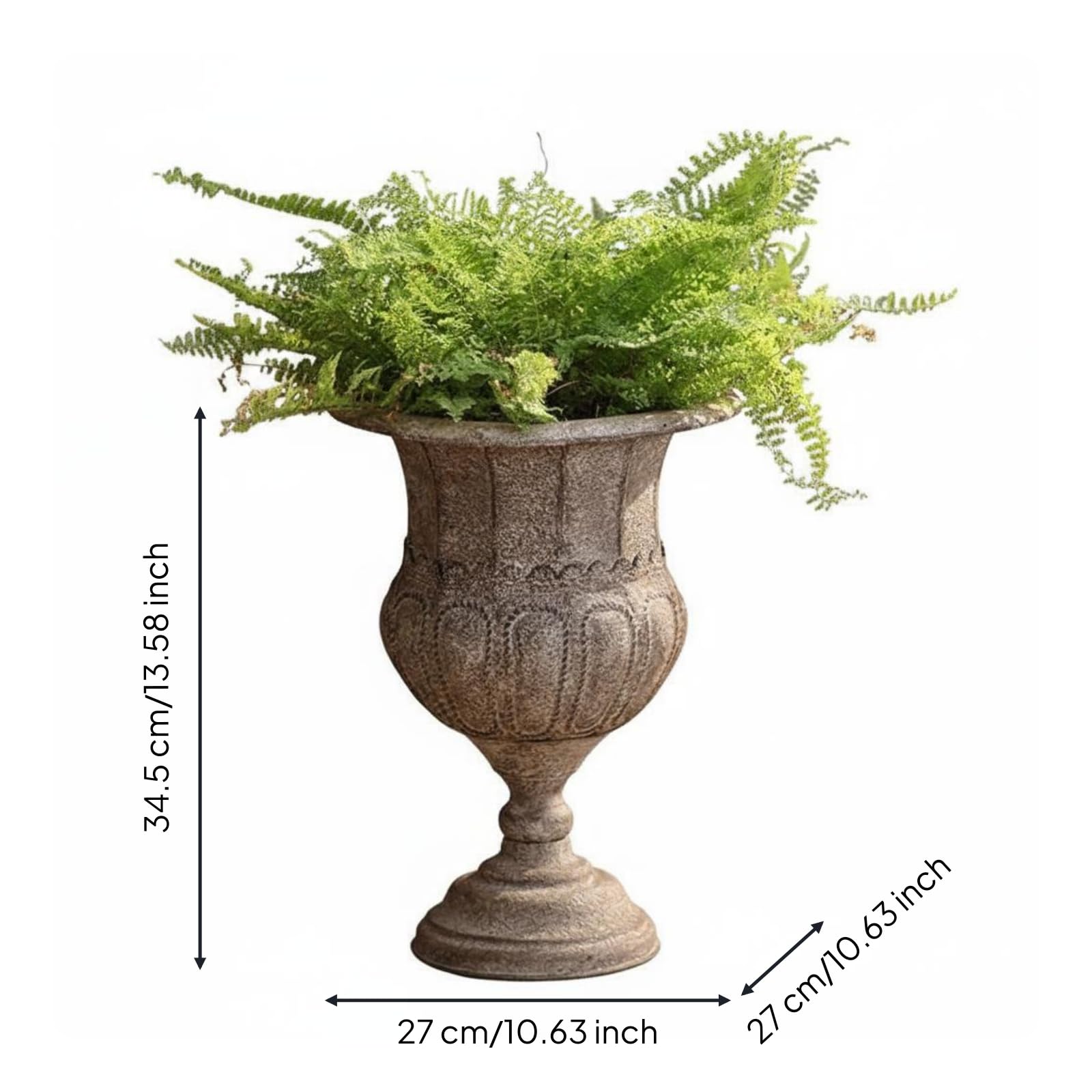 Vaso Decorativa in Metallo Finitura Antica Fioriera in Ferro Rilievo Decorato Vaso Ad Anfora