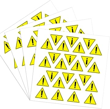 dealzEpic - Yellow Triangle Exclamation Mark Sign Stickers | Self-Adhesive Peel and Stick Vinyl Label - 2cm 0.8 inches