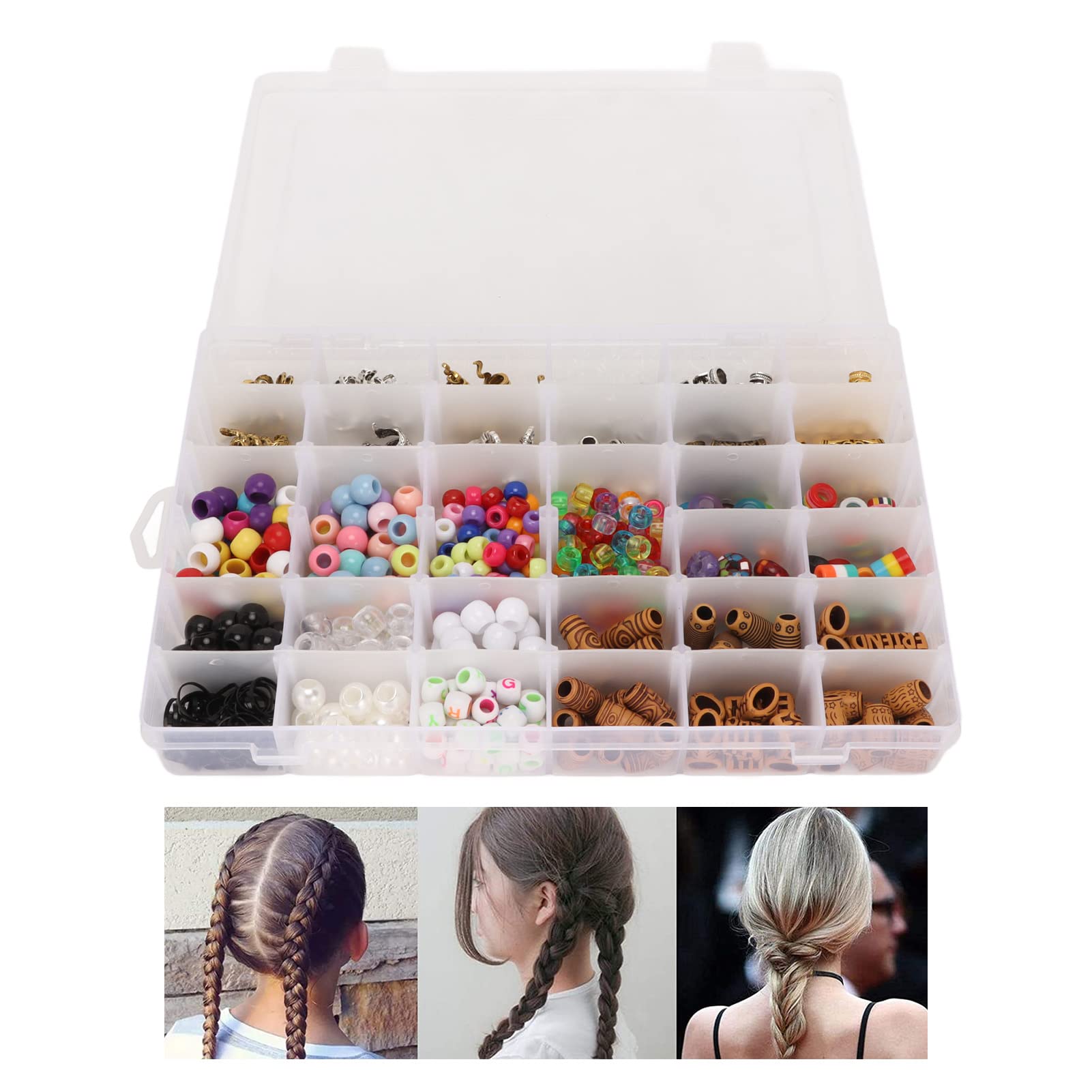 Set di perline di plastica in resina e perline dreadlocks in scatola