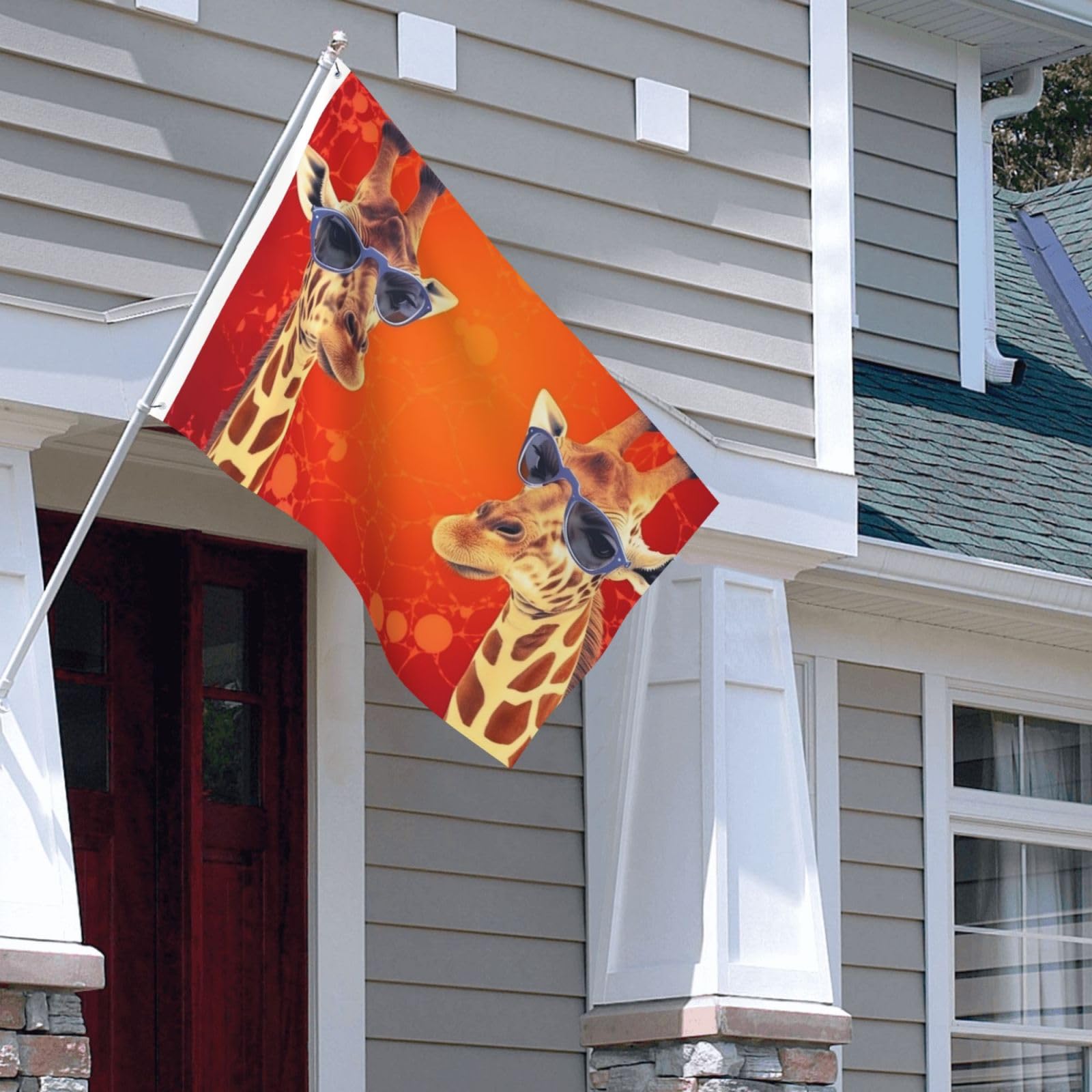 Drapeau de maison résistant aux intempéries drapeau extérieur girafe rigolo - 8