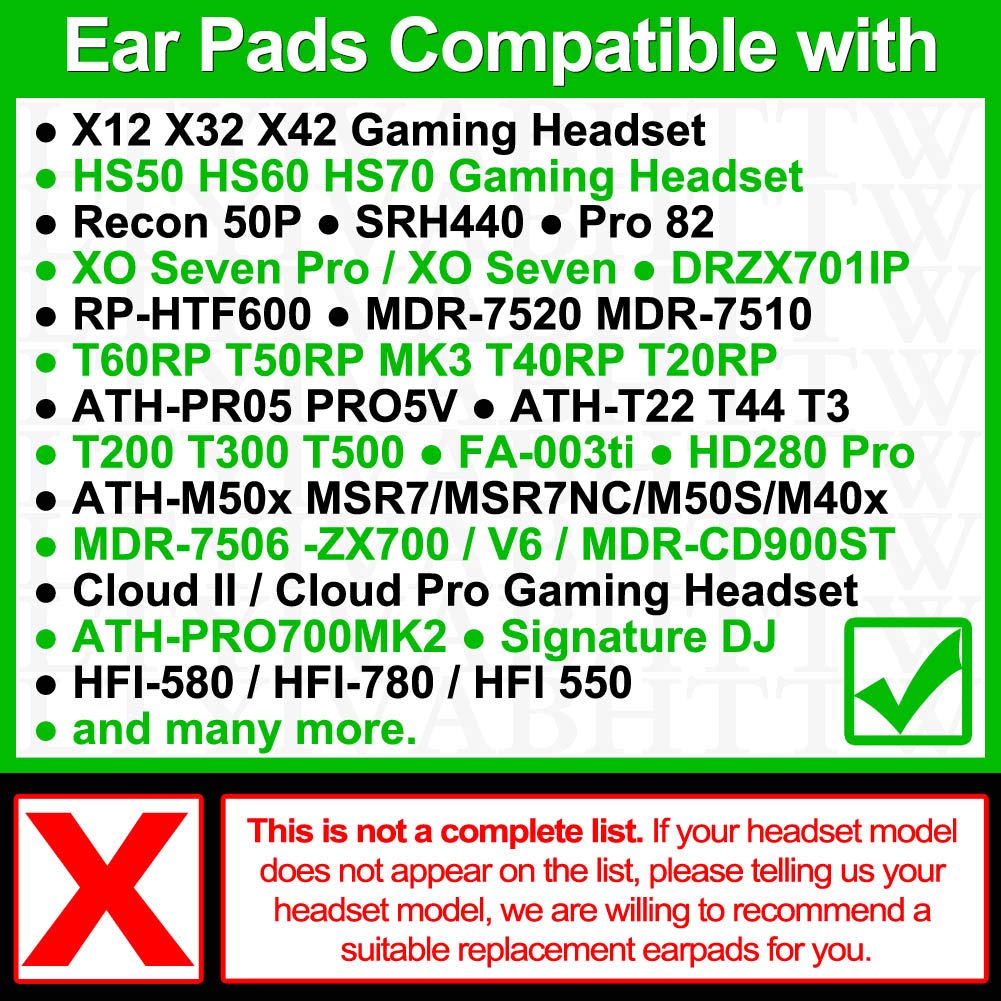 Replacement Ear Pads Compatible with M50x, M40, Arctis 3/5 / 7 / 9X & Pro Wireless, SRH440, RIG 800, ATH-G1WL, LVL40, LVL50, X12, X32, X42, Recon 50P, XO Seven Pro (Velvet)