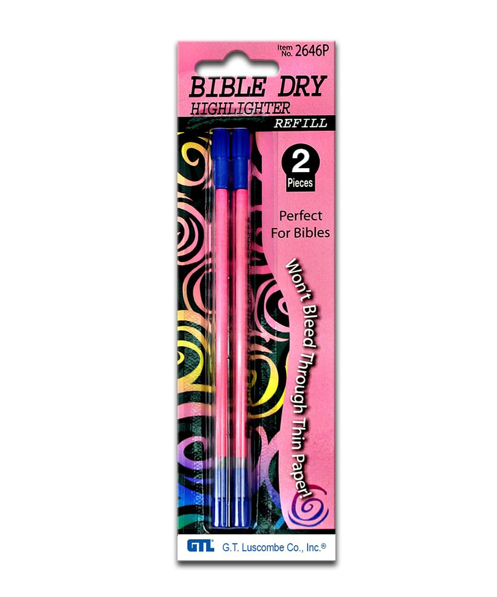 G T Luscombe Bible Dry Highlighter Refills (2) Pink Carded