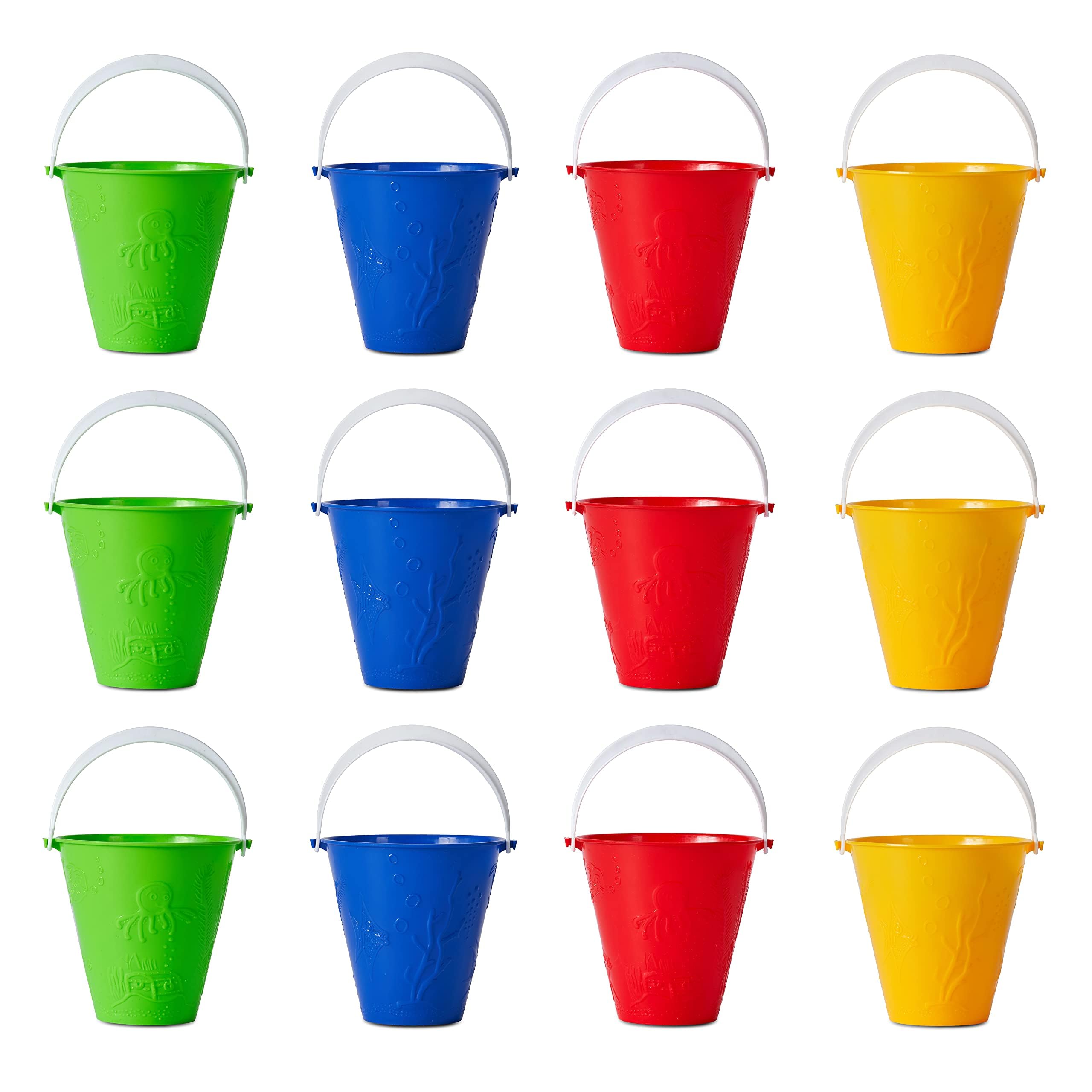 Bramble 24 5" Brightly Coloured Sand Pit & Beach Pail Buckets for Kids, Sandbox Toys - Assorted Colours