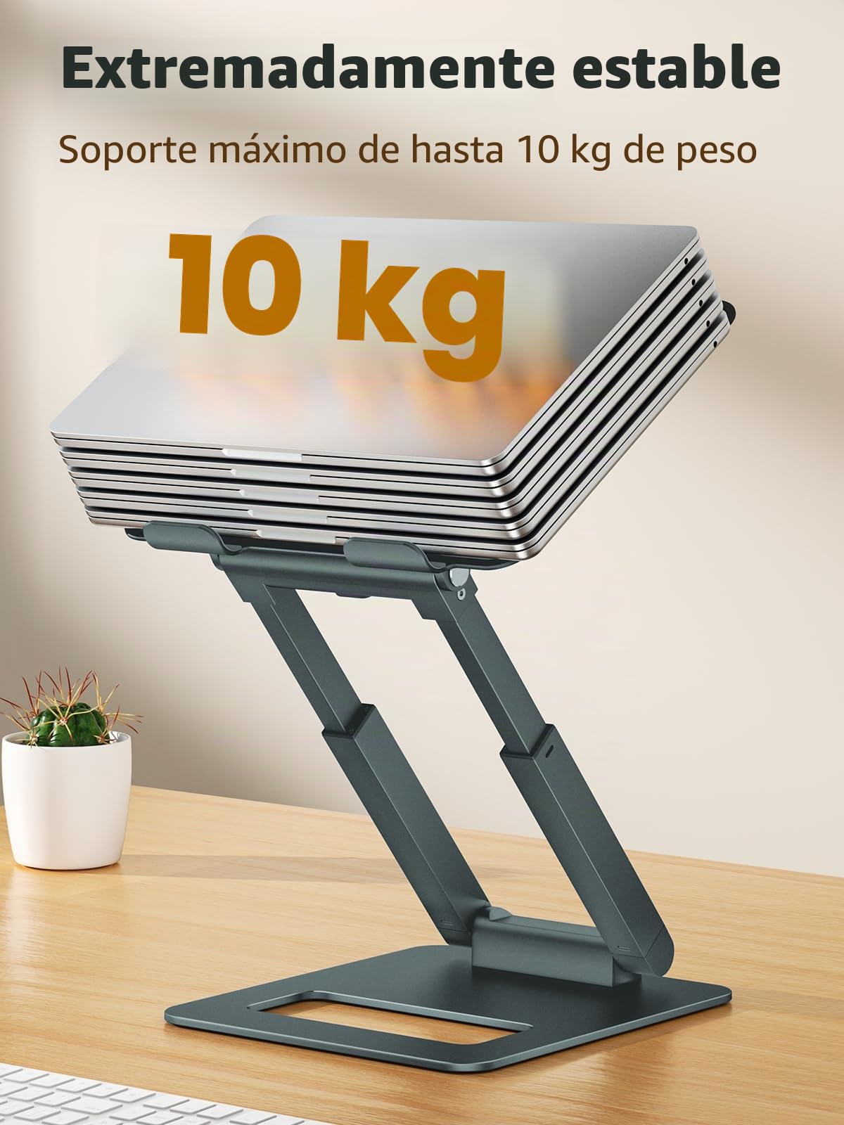 tounee Soporte PC Portátil, Soporte Ergonómico para Computadora, Altura Ajustable de 2.1"a 21", hasta 22 Libras, Compatible con MacBook, Todas Las computadoras Portátiles de 10-17 Pulgadas, Gris