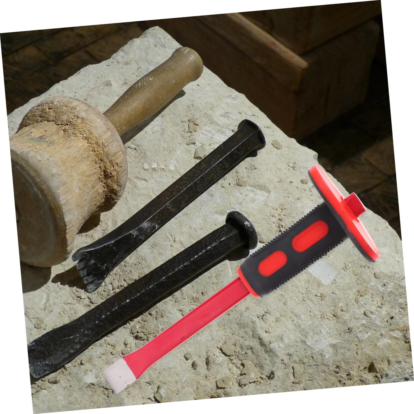 Jeu De Burins à Froid En Acier Chrome-vanadium Trempé 12 Pouces Protège-mains Anti-chocs Ergonomique, Burin Plat Et Pointe Pour Démolition Maçonnerie Béton, 2 Pièces Pour Travaux Intensifs
