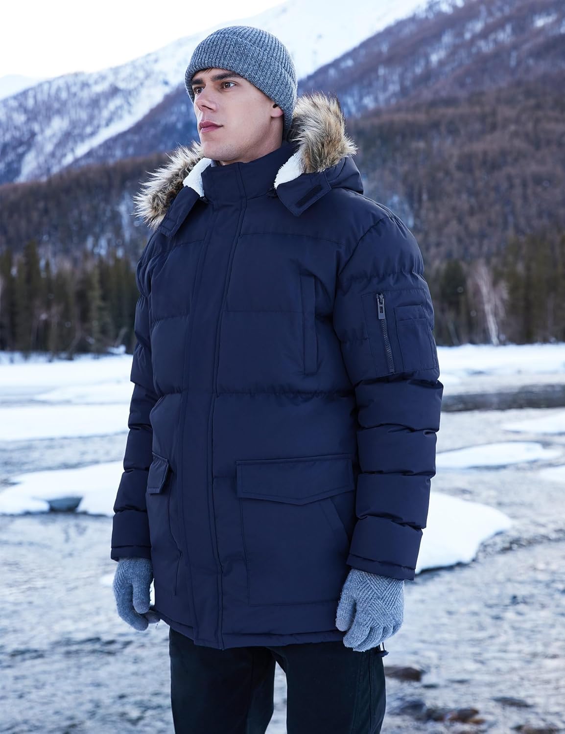 Winter Coats For Men Winter Jackets Water Resistant Warm Thicken Puffy Hooded Insulated Thicken Parka Coat - Image 2