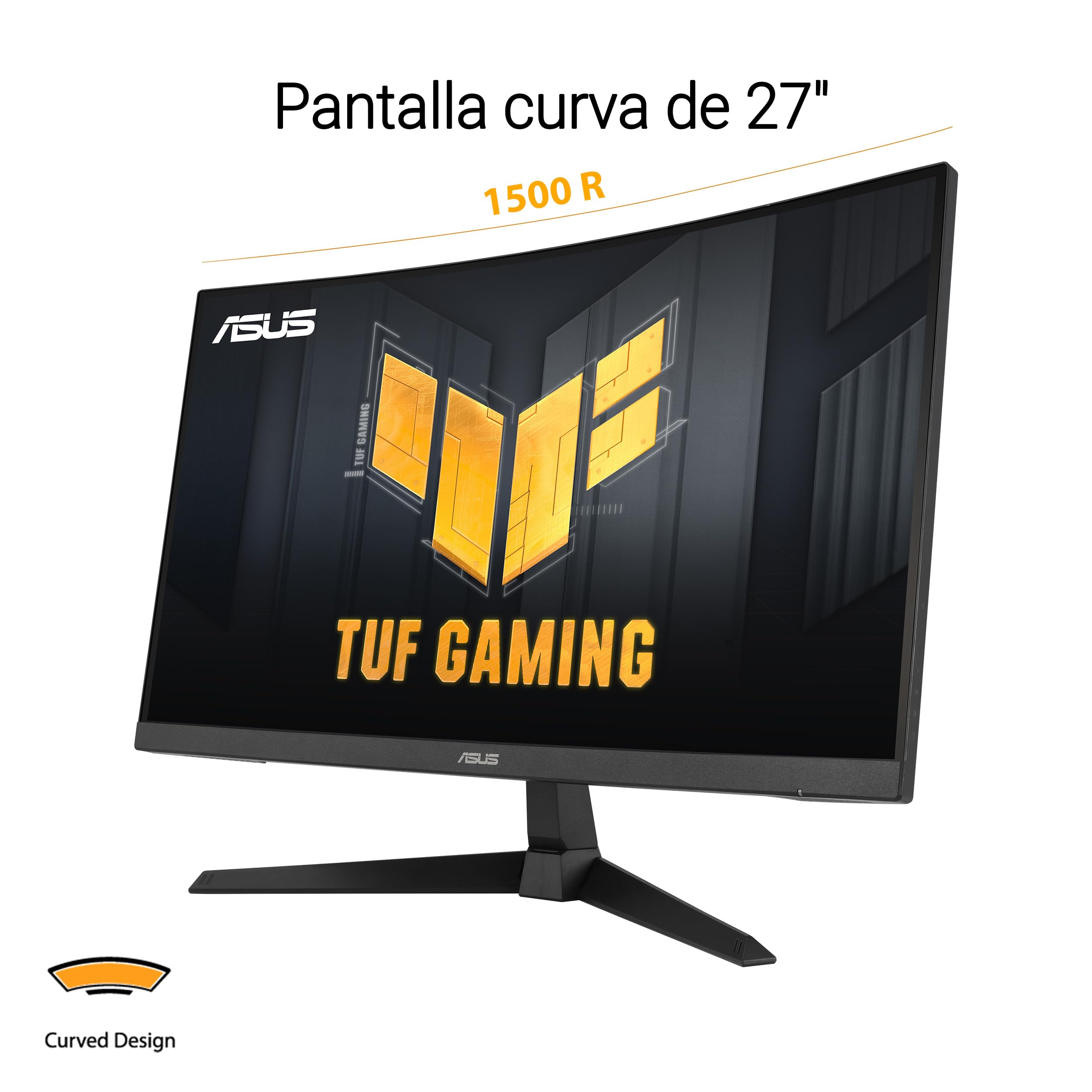 ASUS TUF Gaming VG27WQ3B Monitor Gaming de 27 Pulgadas QHD, Curvo, 180 Hz, ELMB, FreeSync, Tiempo de Respuesta de 0.5 ms, 90% DCI-P3, HDR, DisplayWidget Center