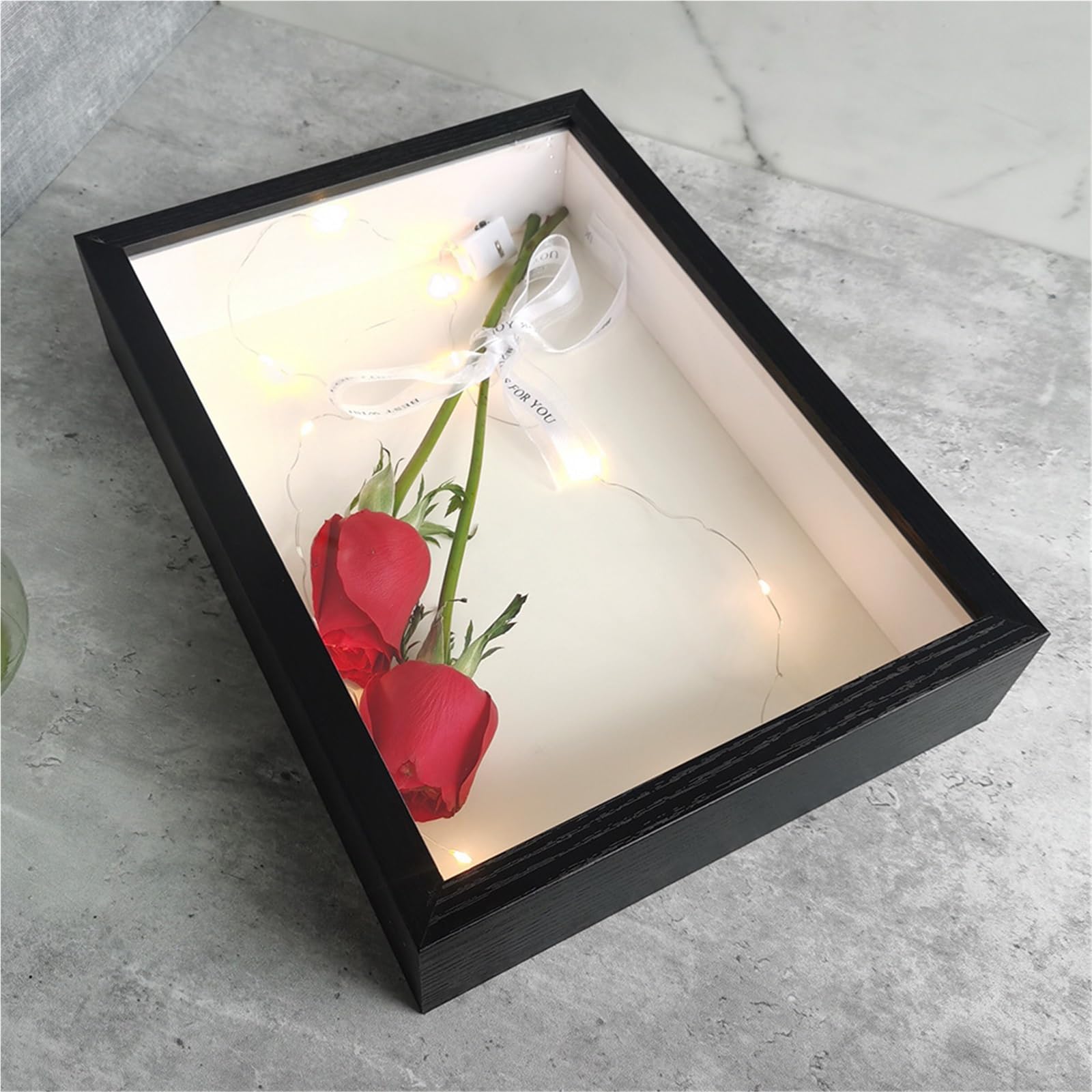 Gablota typu „shadow box”, 2 Pcs Multicolor Wooden Shadow Box Frames Bouquet Display,3cm Depth(Black,15X20cm)