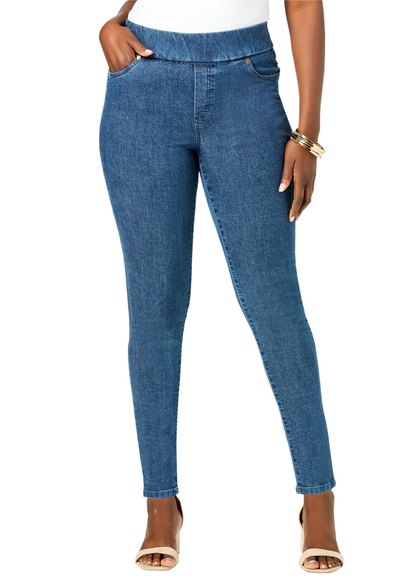 Jessica LondonWomen's Plus Size Comfort Waist Stretch Denim Skinny Jean