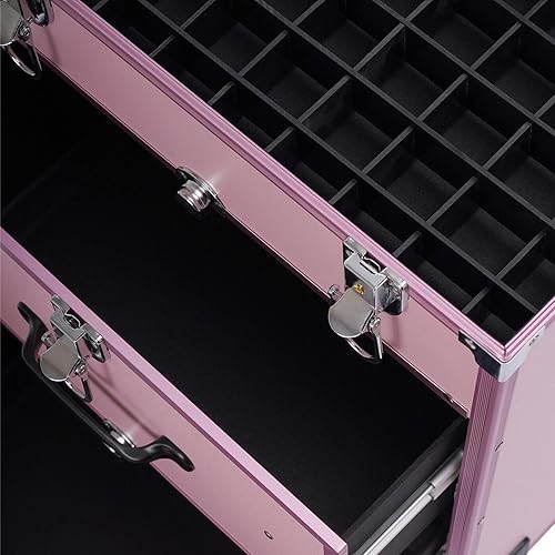 Miniatura 4 de Estuche de maquillaje profesional con cajones, carrito grande para cosméticos con cerraduras, estuche organizador de cosméticos para maquillaje,