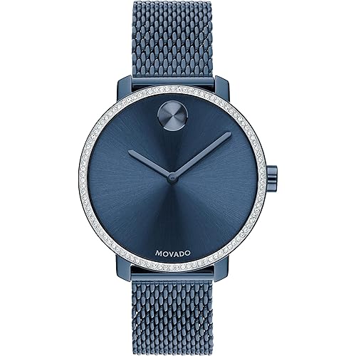 Movado Bold Shimmer Women's Swiss Qtz Chrono Stainless Steel and Mesh Bracelet Casual Watch, Color: Blue (Model: 3600780)