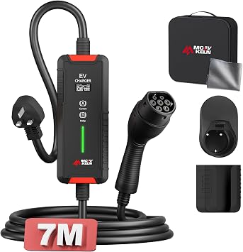 ev charger Type 2 to 3 PIN - 3Pin to Type 2 3kW 7M| 1-Phase| 13A Mode 3 Charging Cable | Switchable Current 6A-13A, EV Mobile Charging Station for Electric Cars & Hybrid Sock