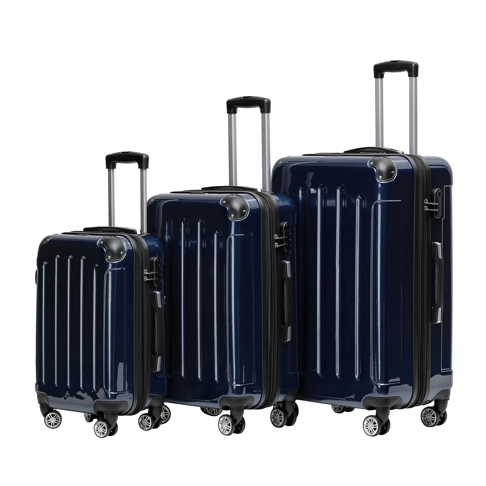 BEIBYE 2048 Hartschalenkoffer aus Polycarbonat, Reisekoffer mit 4 Zwillingsrollen und Zahlenschloss, Erweiterbarer Trolley Koffer M L XL oder Kofferset mit Teleskopgriff