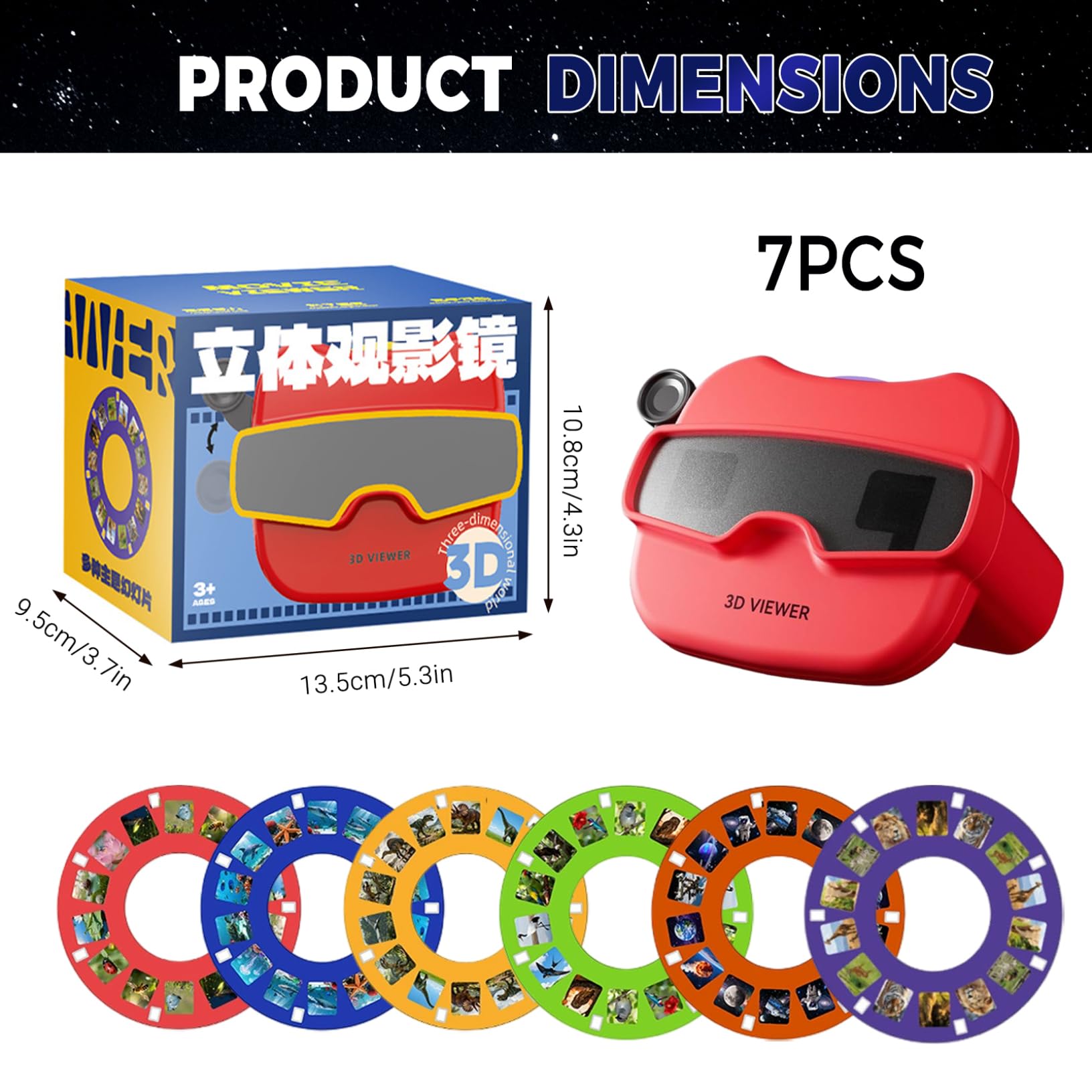 Visionneuse 3D pour Enfants Kaléidoscopes éducatifs Amusants pour Enfants avec 6 Rouleaux Nouveauté Jouets naturels sans Danger pour Les Yeux pour Filles garçons Adultes de 3 Ans et Plus