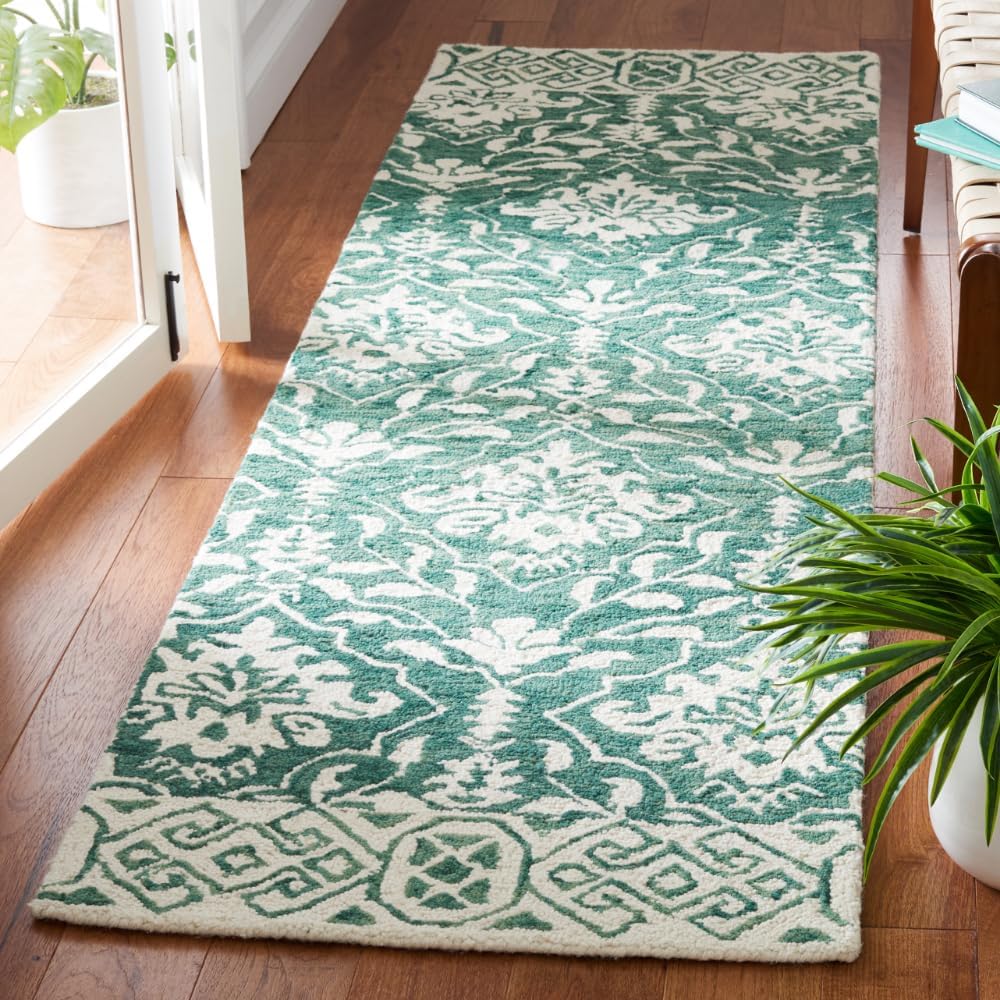 Ivory Geometric Hand-Tufted Wool Runner Rug 27" x 6"