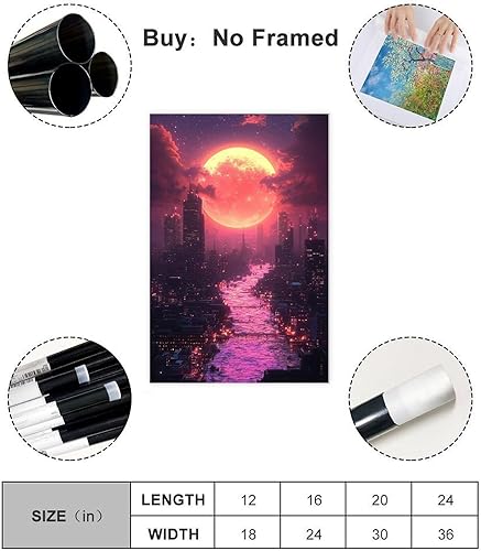 Miniatura 2 de ZMLIS Synthwave Retro Futurism Wall Art  Neon Vaporwave Poster for Gamer Room & Cyber Decor Canvas Poster Bedroom Decor Sports Landscape Office Room