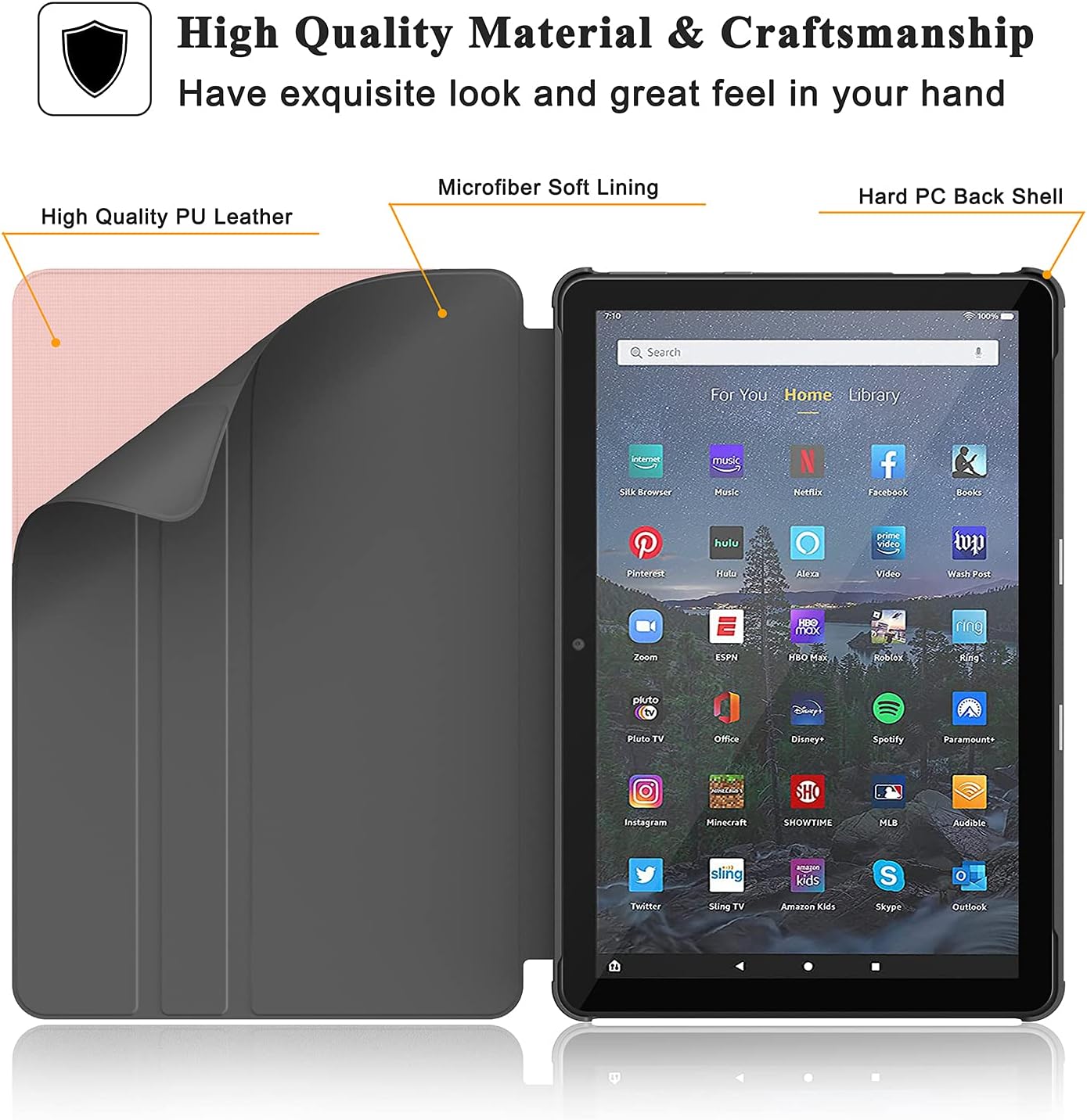 Soke Case for All-New Amazon Fire HD 10 & 10 Plus Tablet (Only Compatible with 11th Generation, 2021 Release) Premium Folio Stand Cover with Auto Wake/Sleep for 10.1 Inch Tablet, Pink