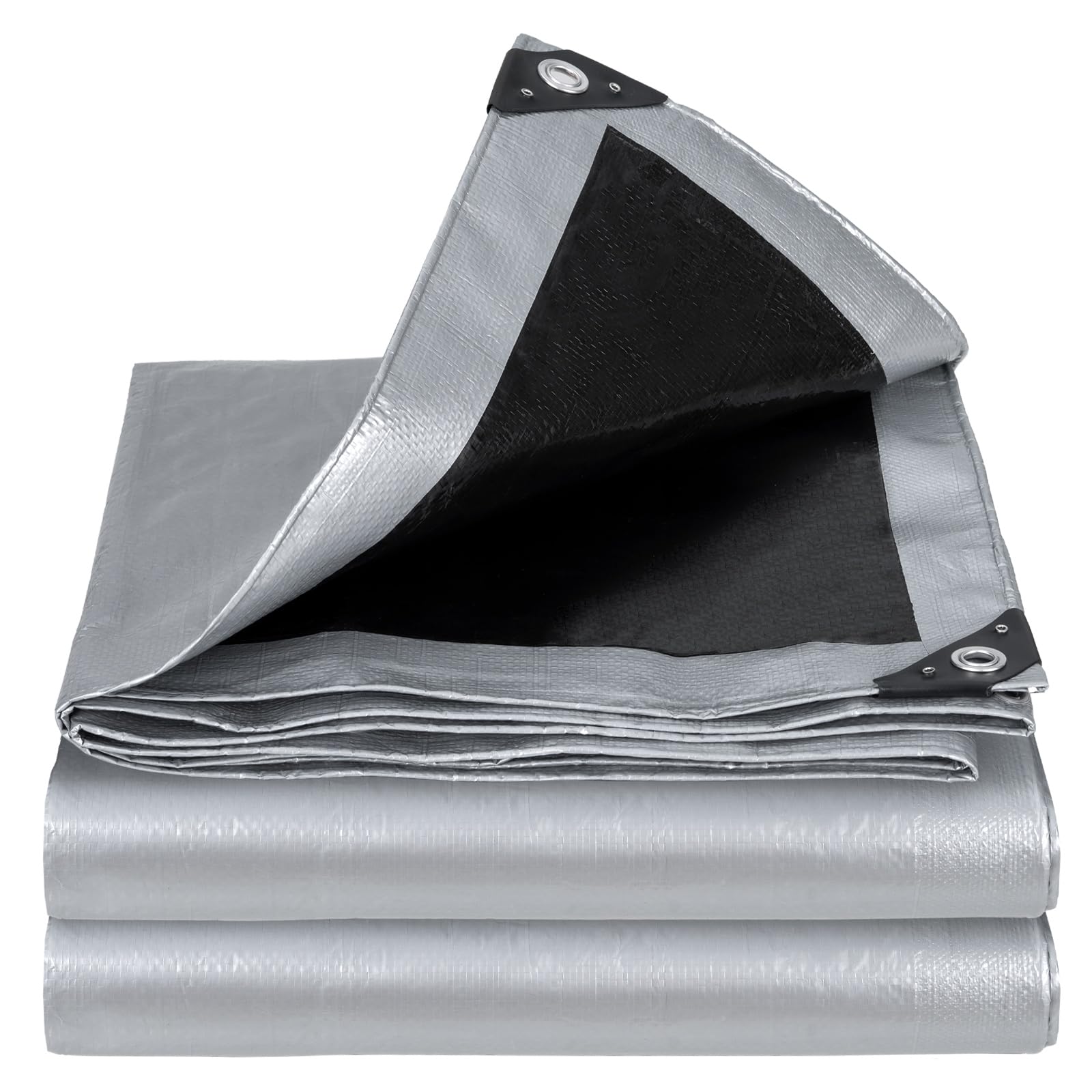 Velway Silver Tarpaulin Waterproof Heavy Duty - 3M X 3M 100Gsm Tarp Cover With Reinforced Eyelets Uv Protection Plastic Sheeting Ideal For Multipurpose Indoor Outdoor Protection