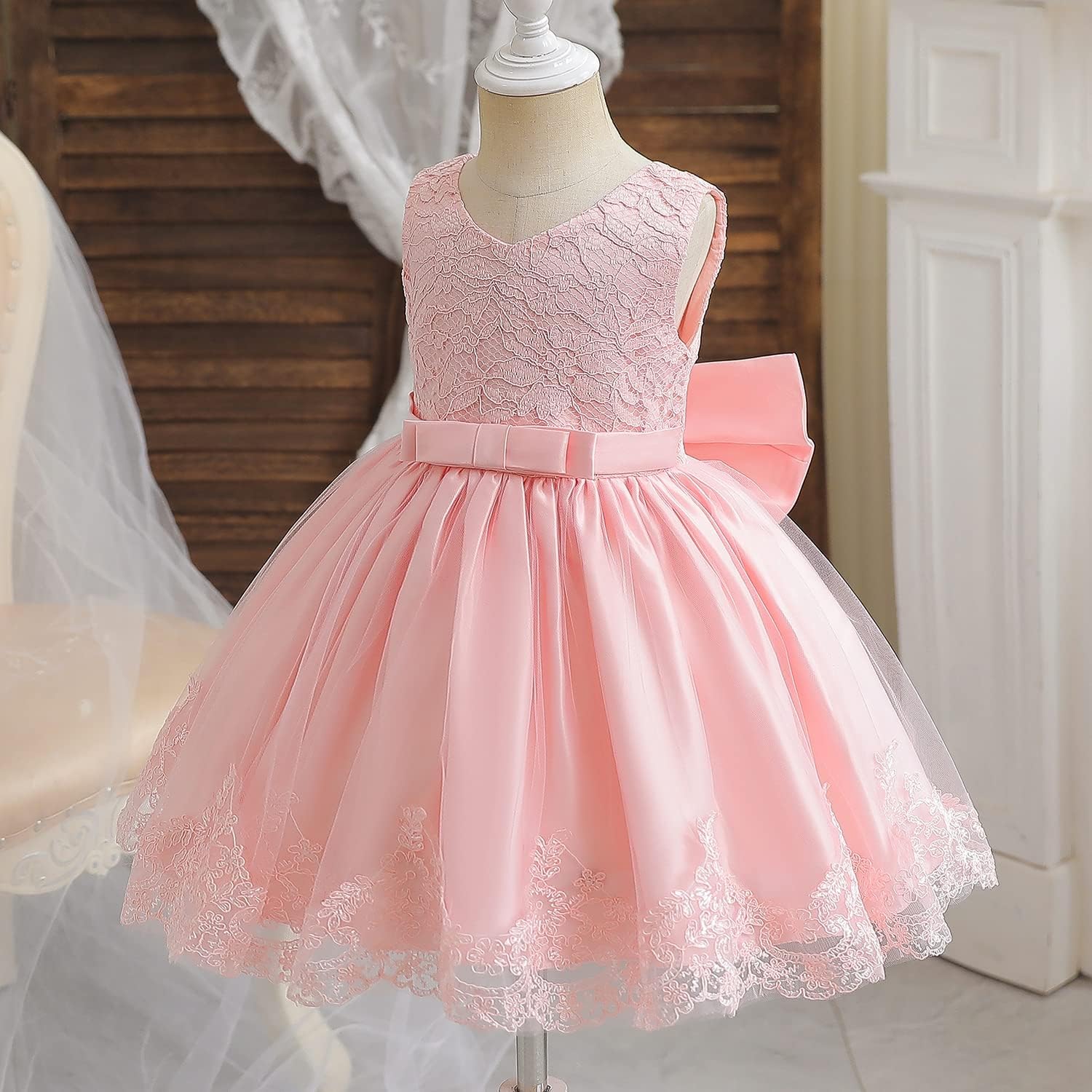 NNJXD Girls' Tulle Flower Princess Wedding Dress for Toddler and Baby Girl - Image 3