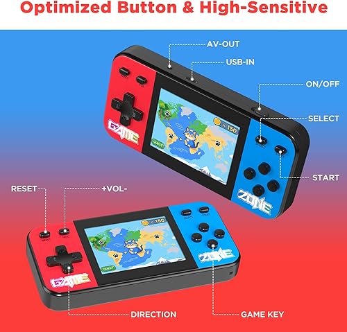 Miniatura 4 de Consola de juegos de mano para niños, 240 videojuegos retro precargados con pantalla LCD 3.0, batería recargable, mini juguete electrónico, regalo