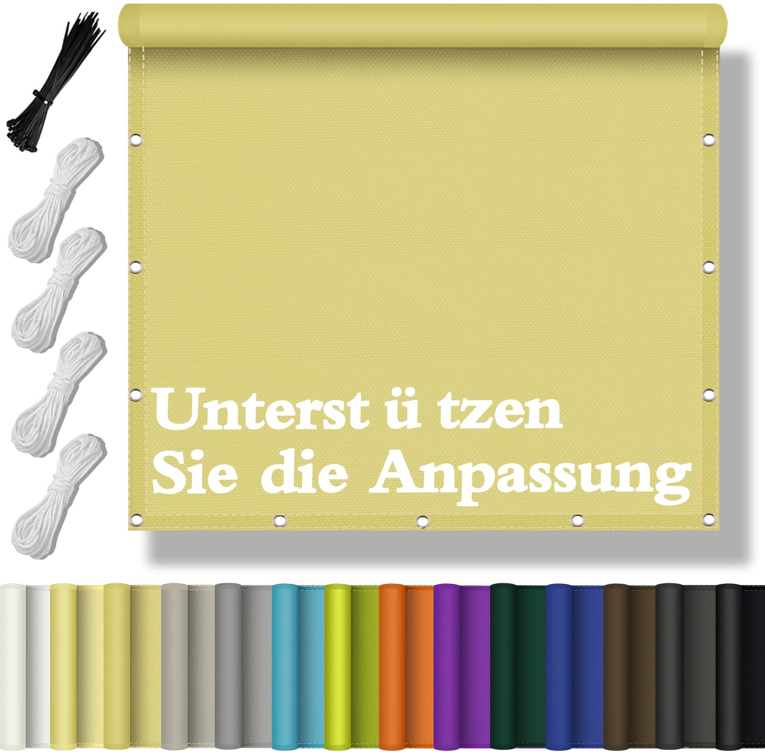 Sonnensegel Wasserdicht Rechteckig, Schattentuch UV-Schutz Sunsegel Reißfest Maschinenwäsche mit Ösen und Seil für Garten Balkon Terrasse Zaunblende AußEnbereich Schwimmbad 3x3M - Sandfarbe
