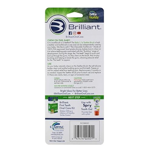 Miniatura 2 de Brilliant Primer cepillo de dientes para bebés  Primer cepillo de dientes de silicona para bebés y niños pequeños, a partir de 4 meses, cuidado