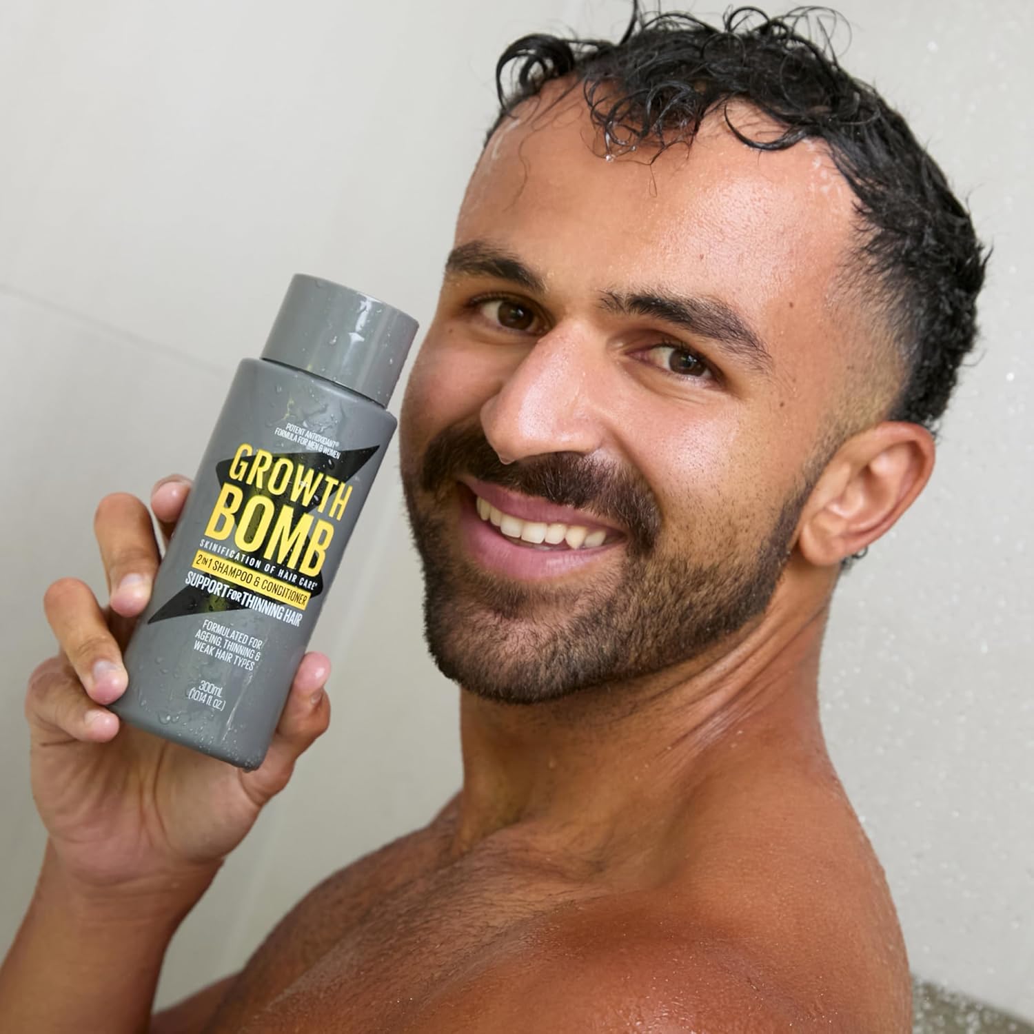 Growth Bomb 2 in 1 Shampoo and Conditioner - Natural 2 in 1 Shampoo and Conditioner for Men & Women, Use on Mens Thin Hair, Support for Thick, Full Hair, Caffeine from Yerba Mate - 300 mL - Image 6