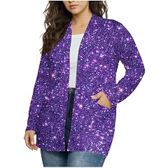 Womens Sequin Suit Jacket Open Front Long Sleeve Blazers Party Sparkly Cardigan Coat with Pockets for Club Festival
