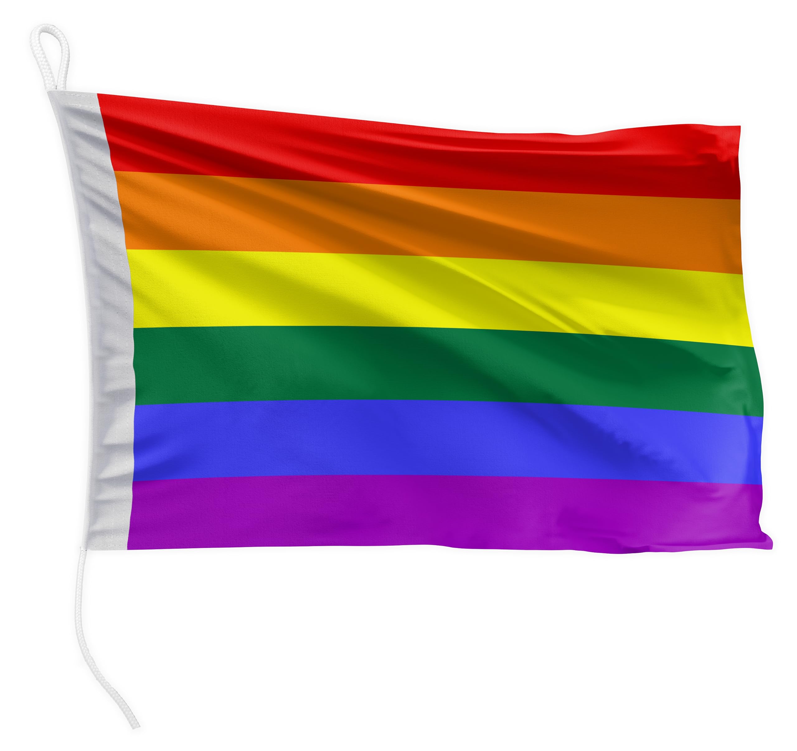 FLAGLY Premium Boat Flag 20 x 30 cm - 115 g/m² Fabric Weight - Printed, Robust and Weather-Resistant with Knit and Loop, Boat Accessories Motor Boat (Rainbow) — image 1