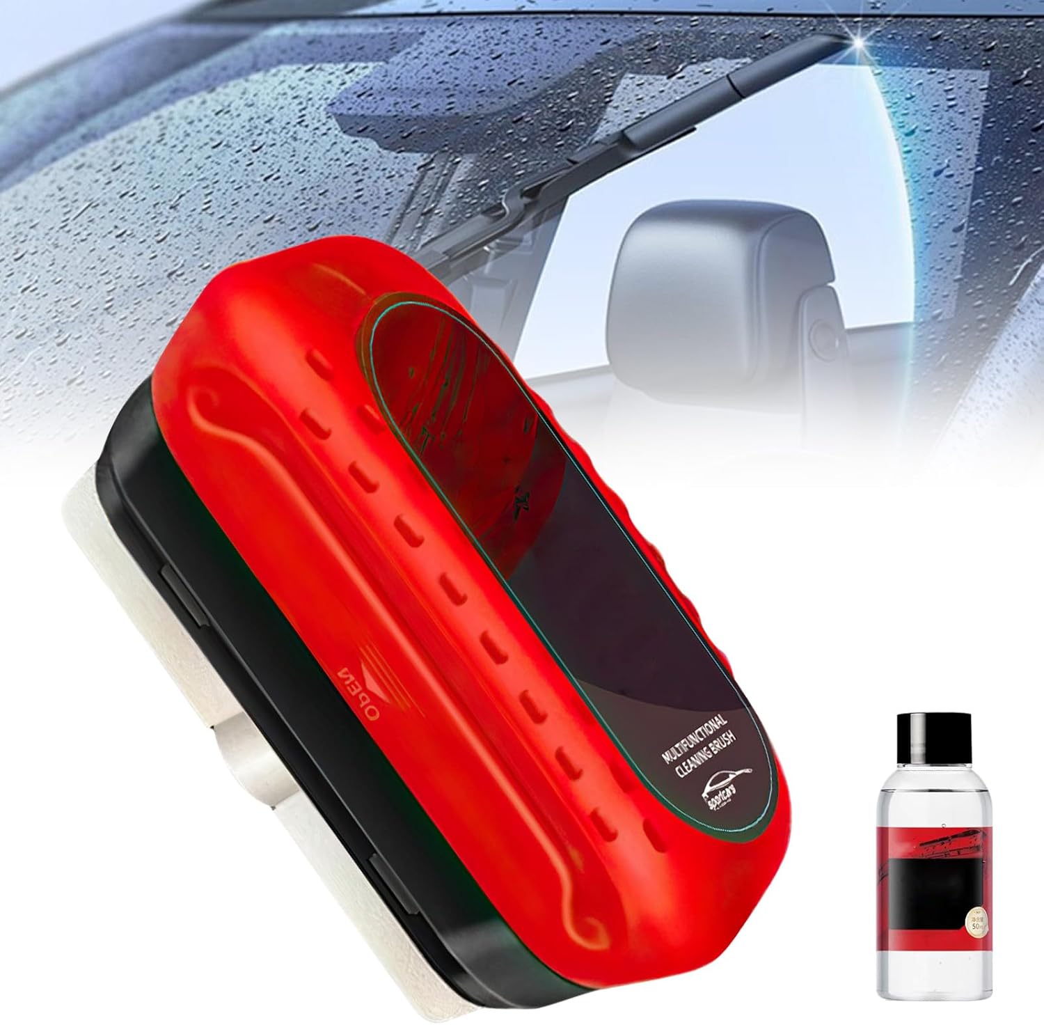 Automotive Oil Film Cleaning Brush for Car Windows, 2026 New Car Glass Oil Film Cleaner for Car Windshield, Clear Vision Glass Cleaner with Extra Cleaner, Anti-Rain Fog Glass Brush