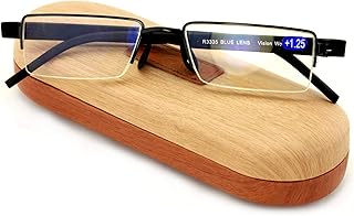 Lightweight Half Rim Computer Reading Glasses - Anti-Blue AR Coating - Reduce fatigue, strain, & dry eye from digital gear. (Black, 3.00)