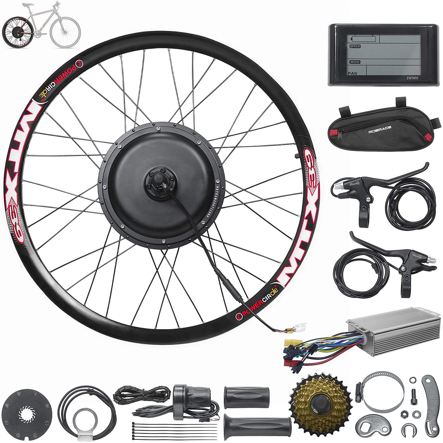 48V 29inch 30A Controller MTX Rim Rear Wheel E-Bike Conversion Kit,Electric Bicycle Motor Kit with SW900 Display & PAS, Brushless Gearless Hub Motor, Waterproof cable for Mountain Bike,Torque Arm
