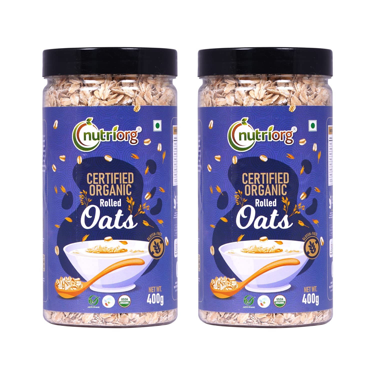 nutriorg Organic Rolled Oats 800G (Pack Of 2*400G) | Gluten Free ...