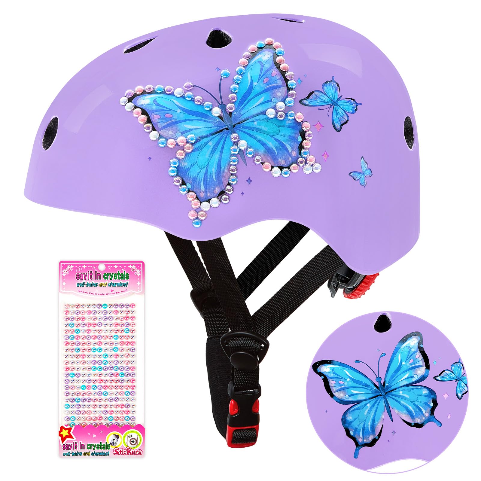 Kids Bike Helmet with DIY Stickers for Girls Ages 3-14
