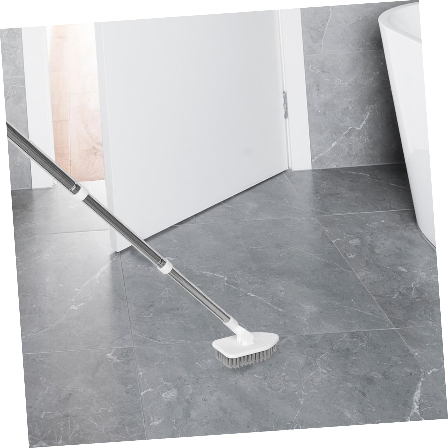 TOYANDONA Cepillo De Limpieza Multifunción Para Suelo y Baño Con Mango Extensible, Cabezales De Esponja Triangulares, Plástico Blanco, Para Cocina y Ducha, Kit De 1 Mango 3 Cabezales 1 Cepillo De Piso