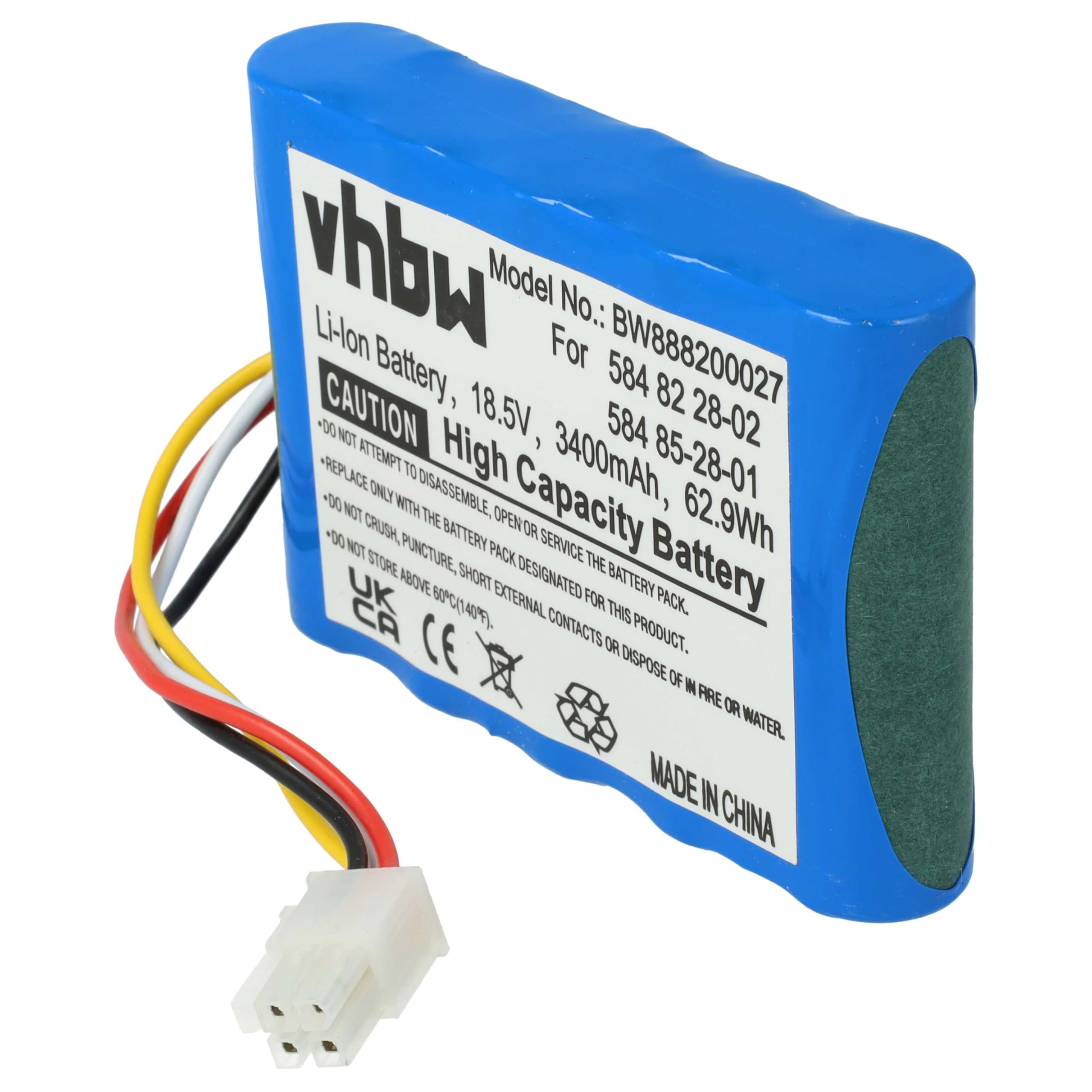 vhbw Set Compatible con Gardena Smart Sileno Free 600 | cortacésped 1x fuente alimentación, 1x bateria 3400 mAh, 1x cable baja tensión de 5 m