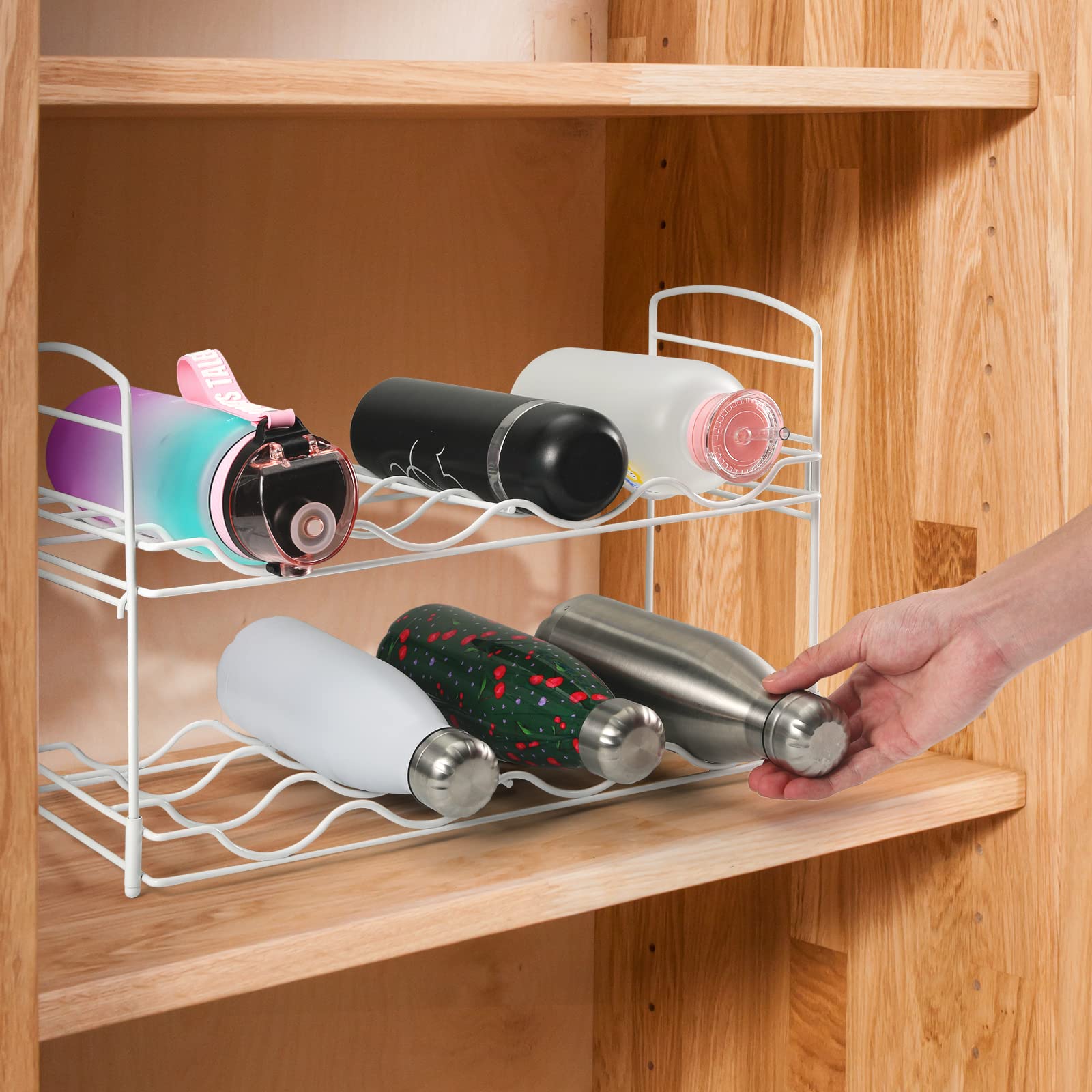 Snapklik.com : Water Bottle Organizer For Cabinet, 2-Tier Stackable ...