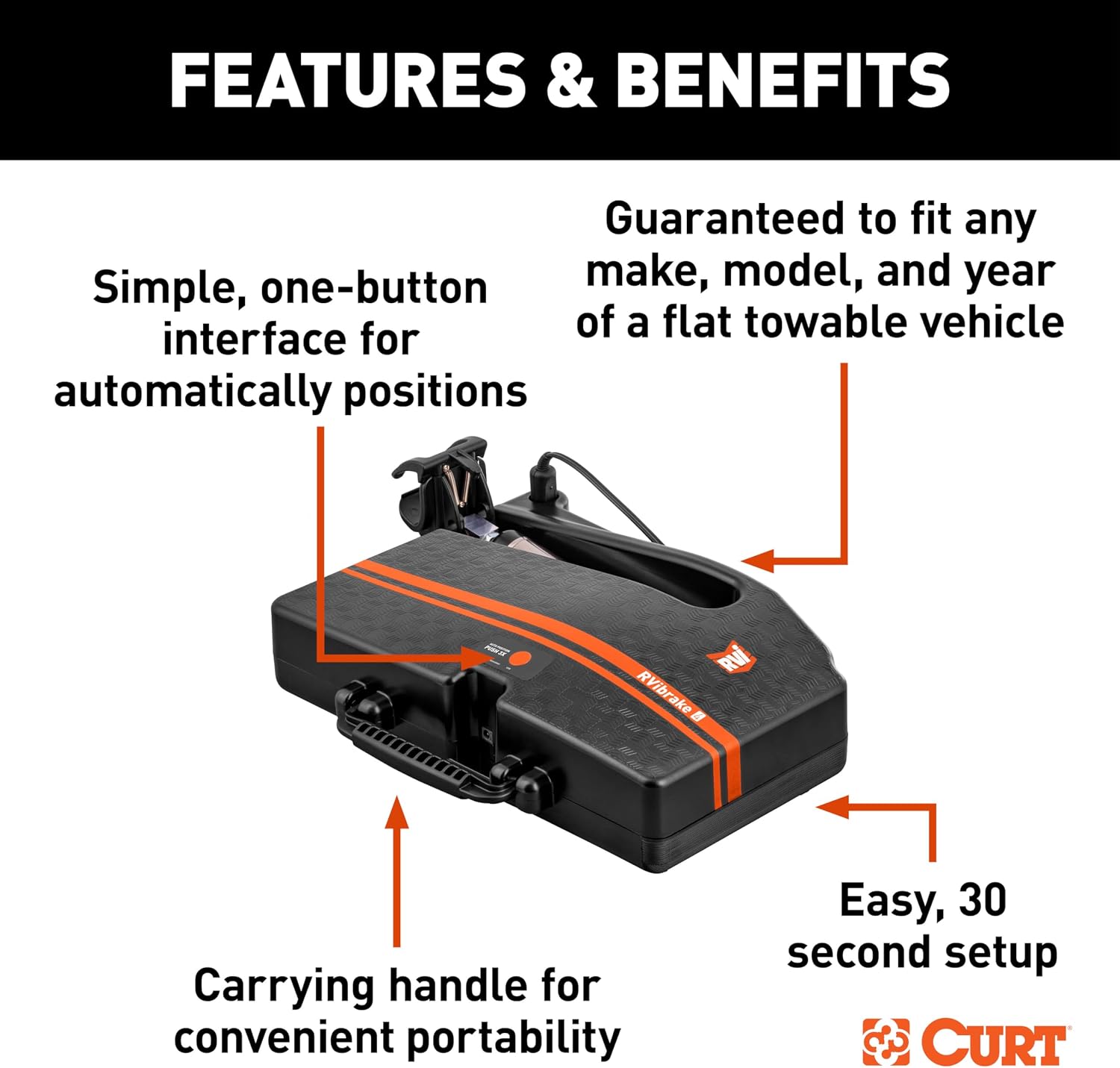 CURT 52202 RVibrake 4 Portable Flat Tow Brake System