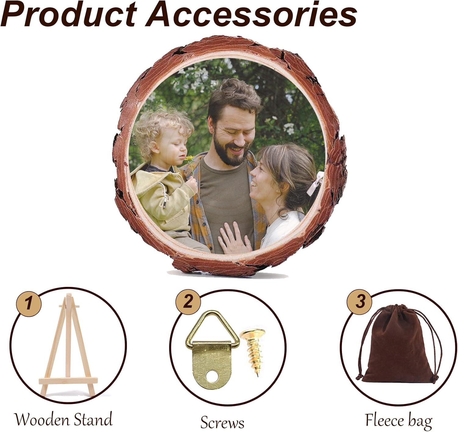 Personalized Picture Frame Custom Photo Printing on Wood Slices Wooden Craft with Bracket Customized Photo Gifts for Christmas Birthday Anniversary