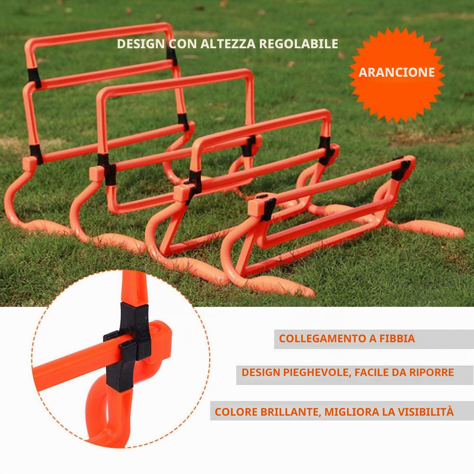 Set di ostacoli per la velocità, 5 pezzi Ostacoli per l'agilità regolabili in altezza Ostacoli per l'allenamento di calcio Agilità Attrezzatura per l'allenamento della velocità per il calcio, Fitness