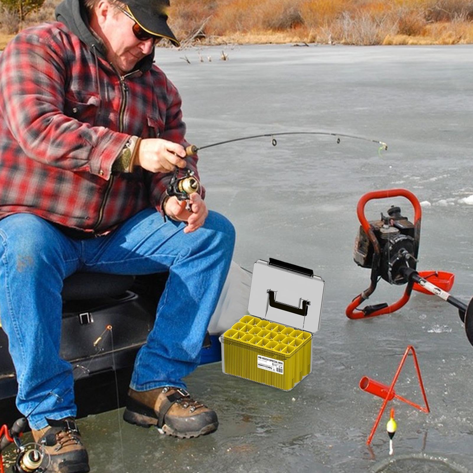 Caja de equipo de impermeable, caja de aparejos de impermeable, asiento y correas acolchados, caja de aparejos de señuelo de , bandejas de almacenamiento de aparejos de , cajas | impermeable para aparejos de pesca Para Cebos, Anzuelos, Crankbaits, Cuchara