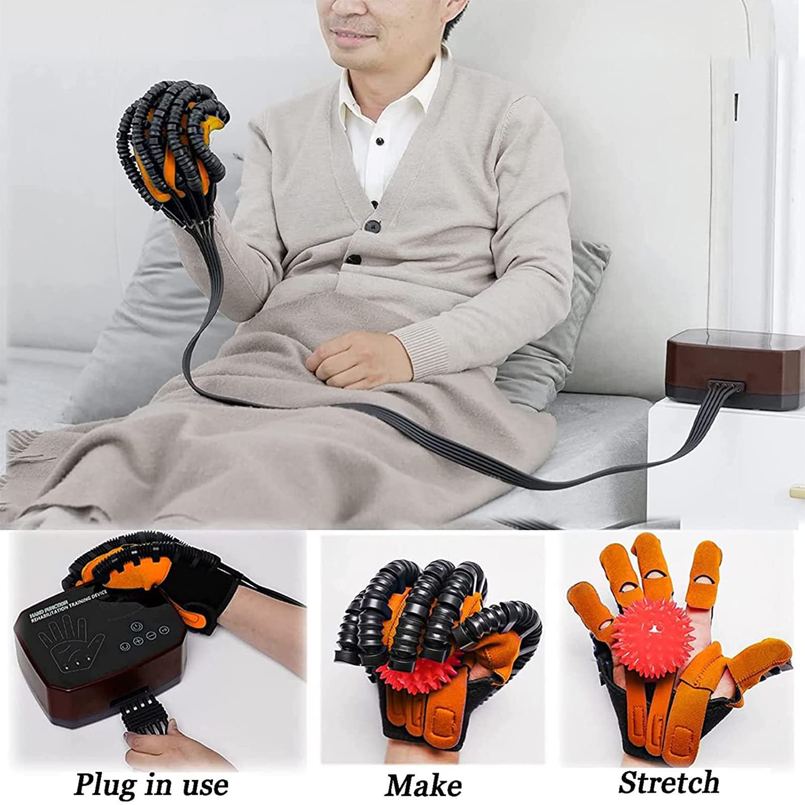 Guantes de Robot de rehabilitación de hemiplejía por accidente para Artritis, Alivio a Largo Plazo de los Dedos de los Dedos,LeftHand-XXL