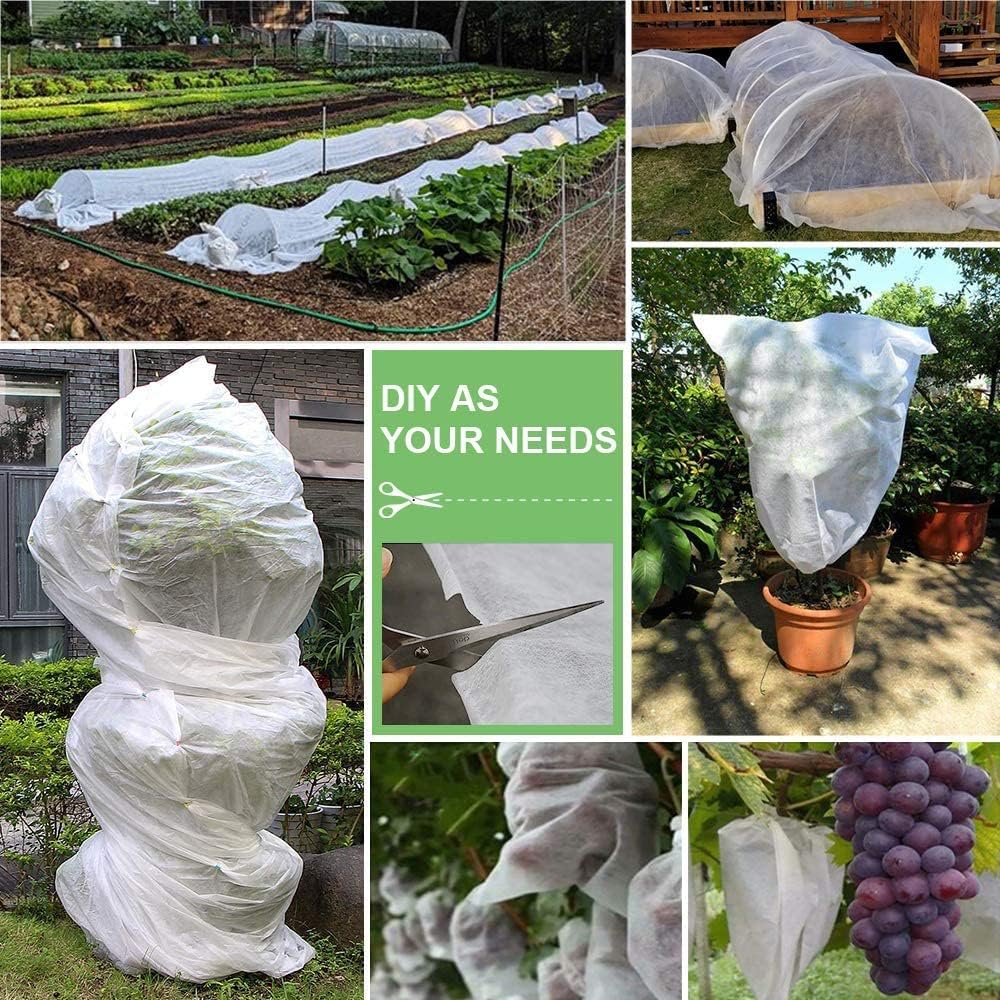 Plant Covers Freeze Protection, Winter Garden Floating Row Cover, Non-Woven Fabric Frost Protection Blankets, Warm Rectangle Plant Protection Cover for Vegetables Fruit Tree Plant (9.8 x 49.2ft)