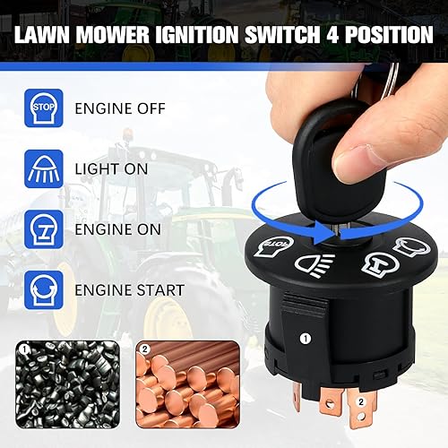 Miniatura 6 de Kabing Interruptor de encendido de arranque compatible con John Deere L100 L105 L107 L108 L110 L111 L118 L120 L130 125 135 145 155c 190c G110 Tractor