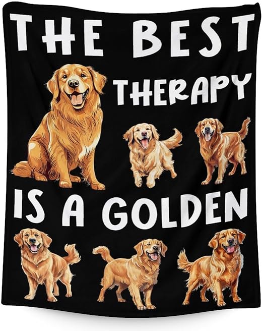 Golden Retriever Blanket - 60x80 Inches Size for Women, Men - Soft Fluffy Throw for Bed, Sofa, Winter - Black Funny Fuzzy Gifts
