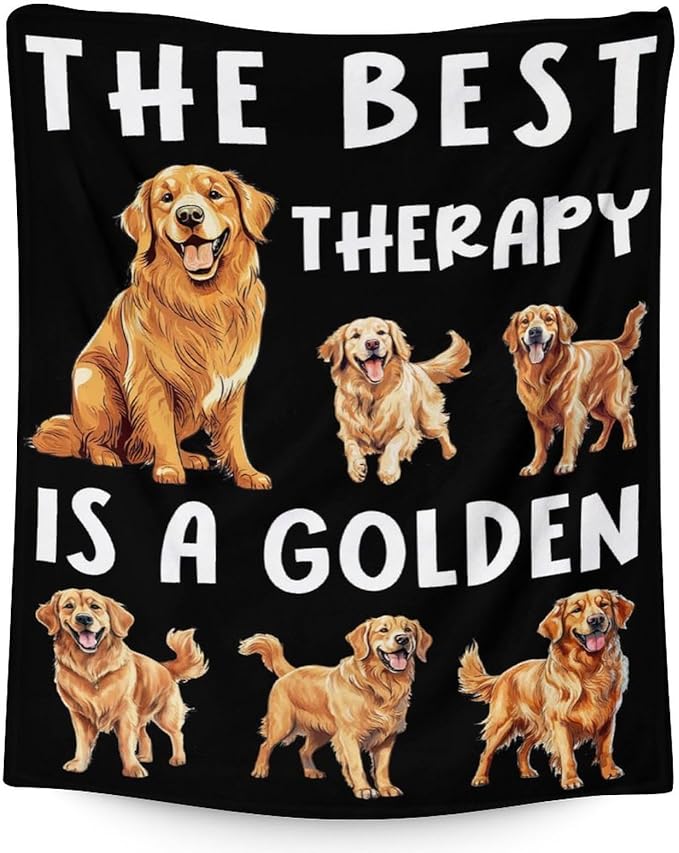 Golden Retriever Blanket - 60x80 Inches Size for Women, Men - Soft Fluffy Throw for Bed, Sofa, Winter - Black Funny Fuzzy Gifts
