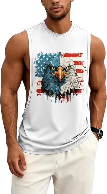 DMOYALA Mens 4th of July Tank Tops Casual Baggy Sleeveless T-Shirts 2026 Summer Trendy Graphic Tee America Flag Shirts