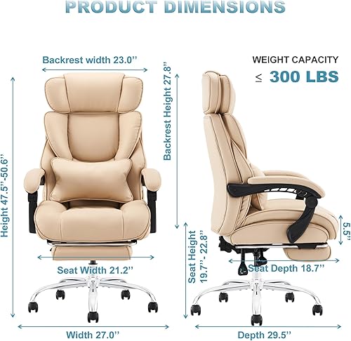 Miniatura 2 de COLAMY Silla de oficina con reposapiés, diseño ergonómico de respaldo alto, silla ejecutiva de escritorio para computadora con almohada lumbar