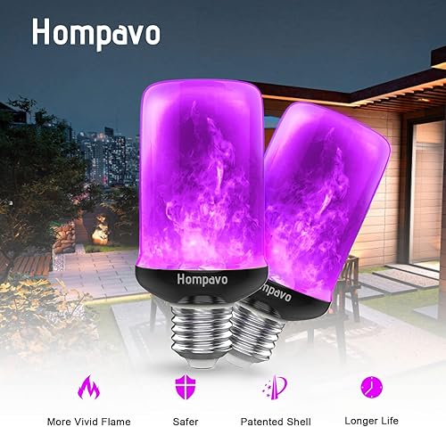 Miniatura 8 de Hompavo Bombillas LED mejoradas para decoración de Halloween, 4 modos de bombillas parpadeantes con efecto invertido, bombilla de llama E26E27 para